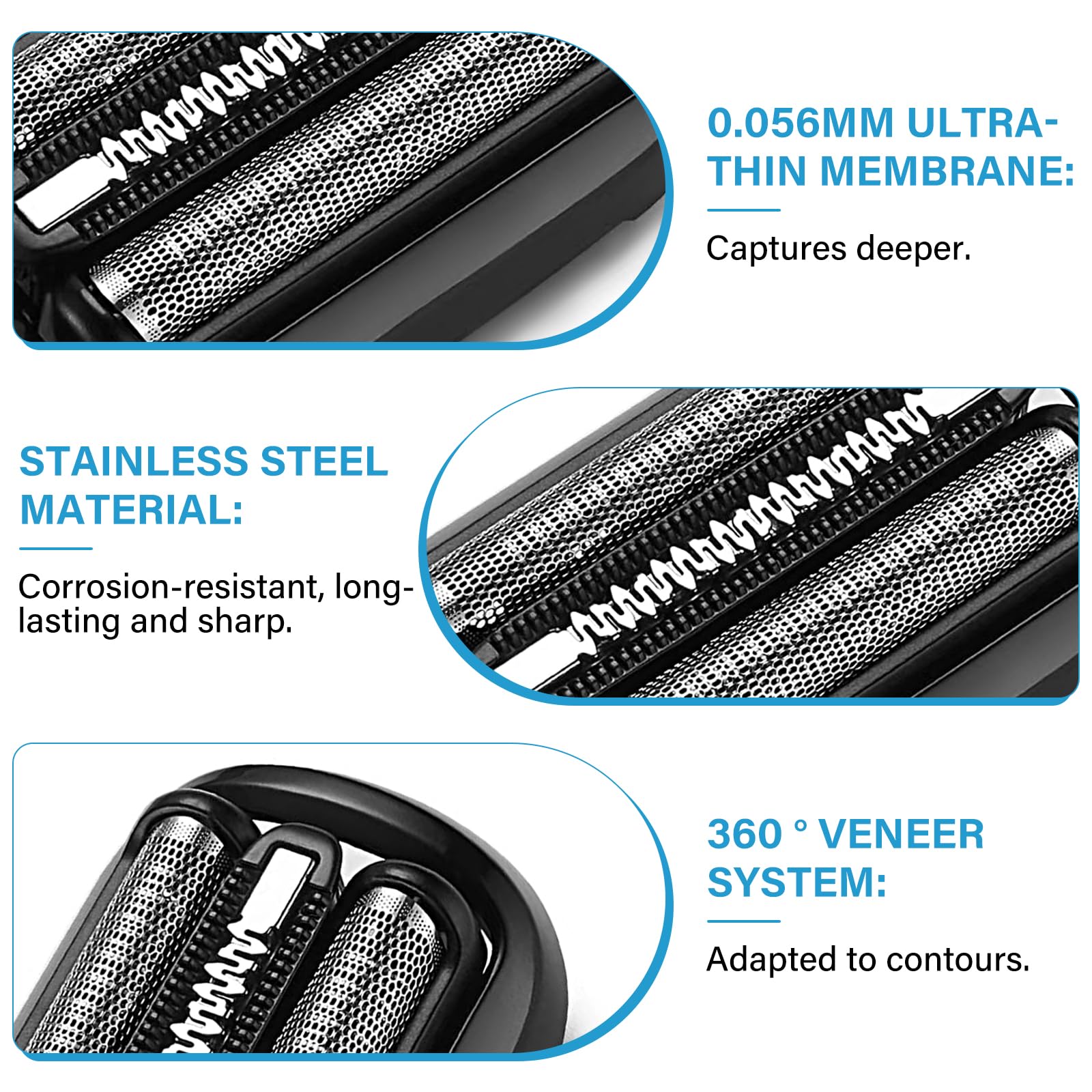 2 Piezas 53B Cabezal Compatible con Series 5, 6, 7 (Nueva Generación), Recambio para Afeitadora Eléctrica Serie 5 5018s 5035s 5050cs, Serie 6 6075cc, Serie 7 S7, Negro | Es el recambio serie 5 perfecto para modelos como 5018s, 5035s, 5049cs, 5050cs, 6020s