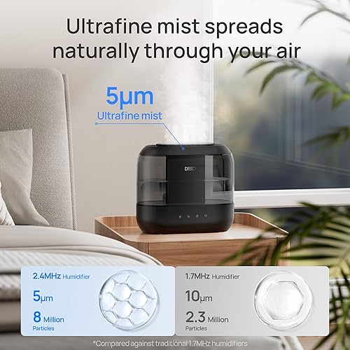 Miniatura 4 de Dreo Humidificadores para dormitorio, humidificador de niebla fría de gran tamaño de 4L con difusor de aceite y luz nocturna, tiempo de