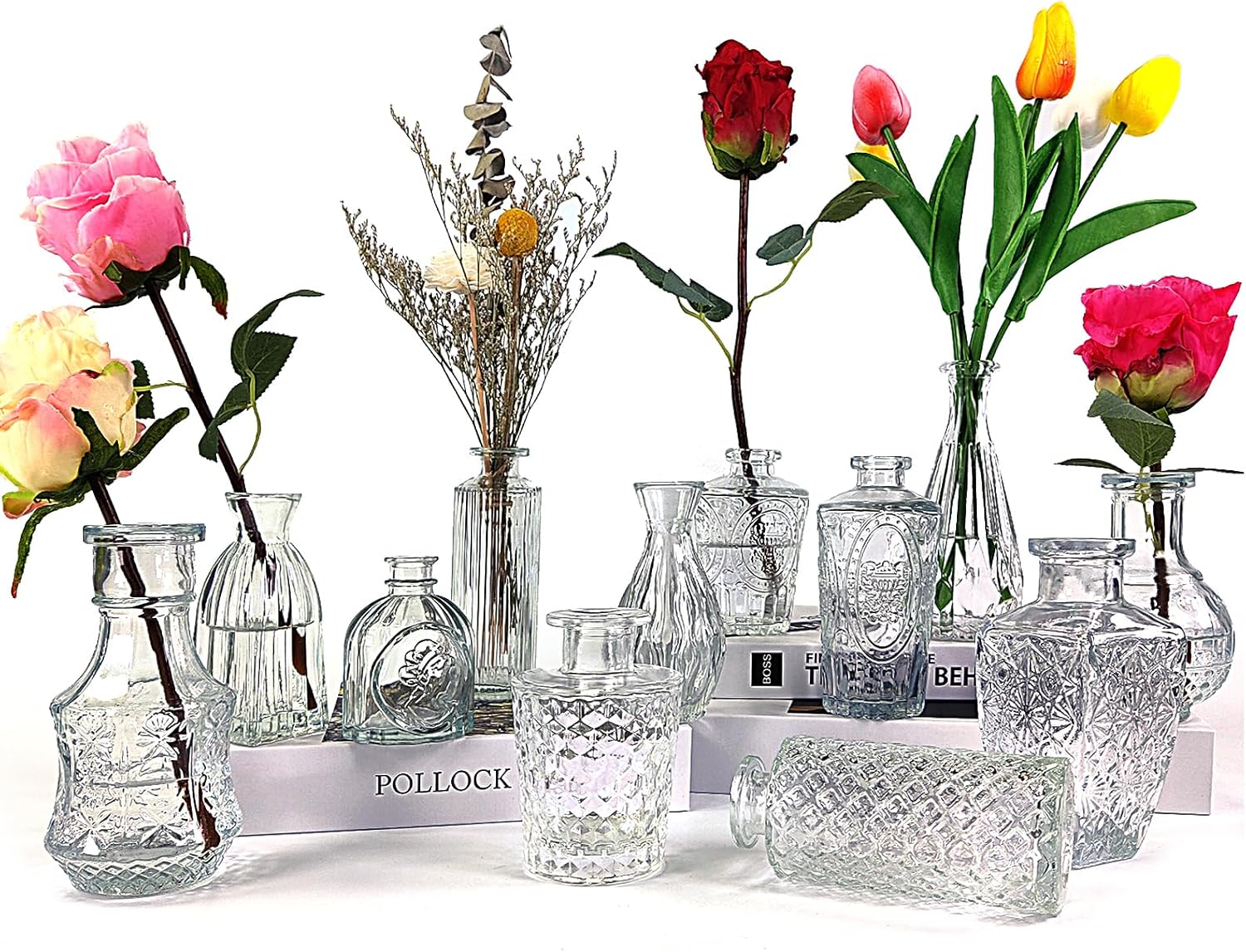 Fccabin 30PCS Vintage Bud Vases in Bulk,Small Vases for