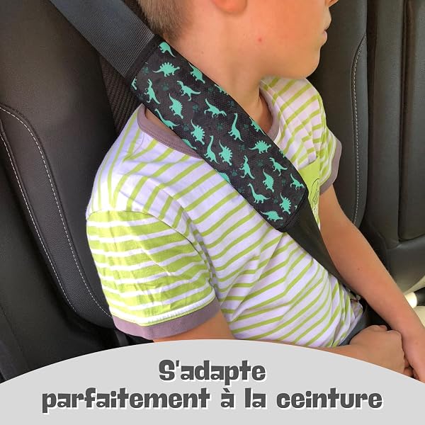 HECKBO1x Dino Dinosaures Protecteur de ceinture de sécurité pour ceinture de sécurité Coussin d'épaule Coussin d'épaule Sièges d'auto Coussin de ceinture de sécurité pour enfants et garçons - 5