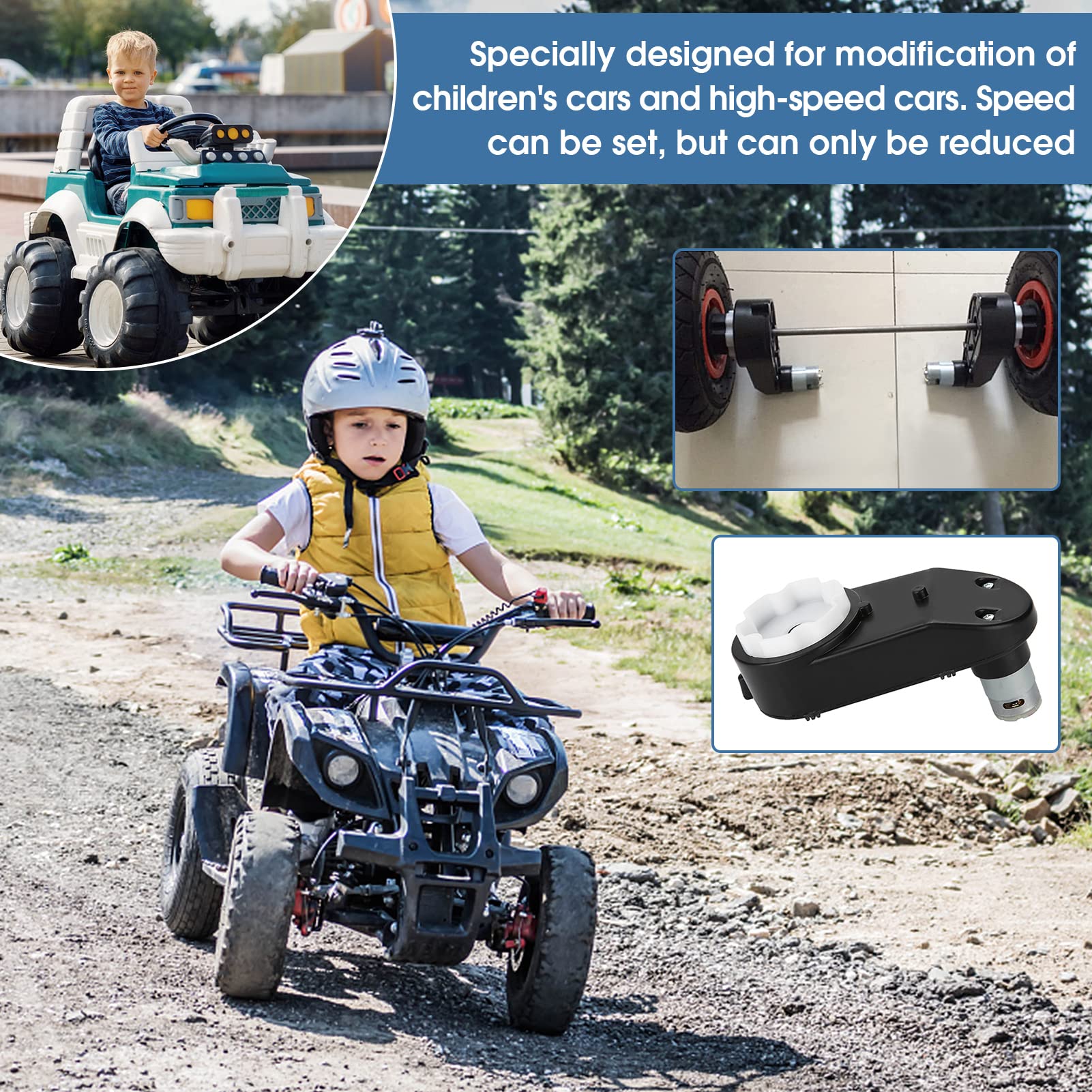 12V 16000Rpm Boîte de Vitesse de Moteur Électrique, Boîte de Vitesse de Voiture d'enfant, boîte de Vitesse de Moteur électrique RS390 pour des Voitures d'enfants(Noir)
