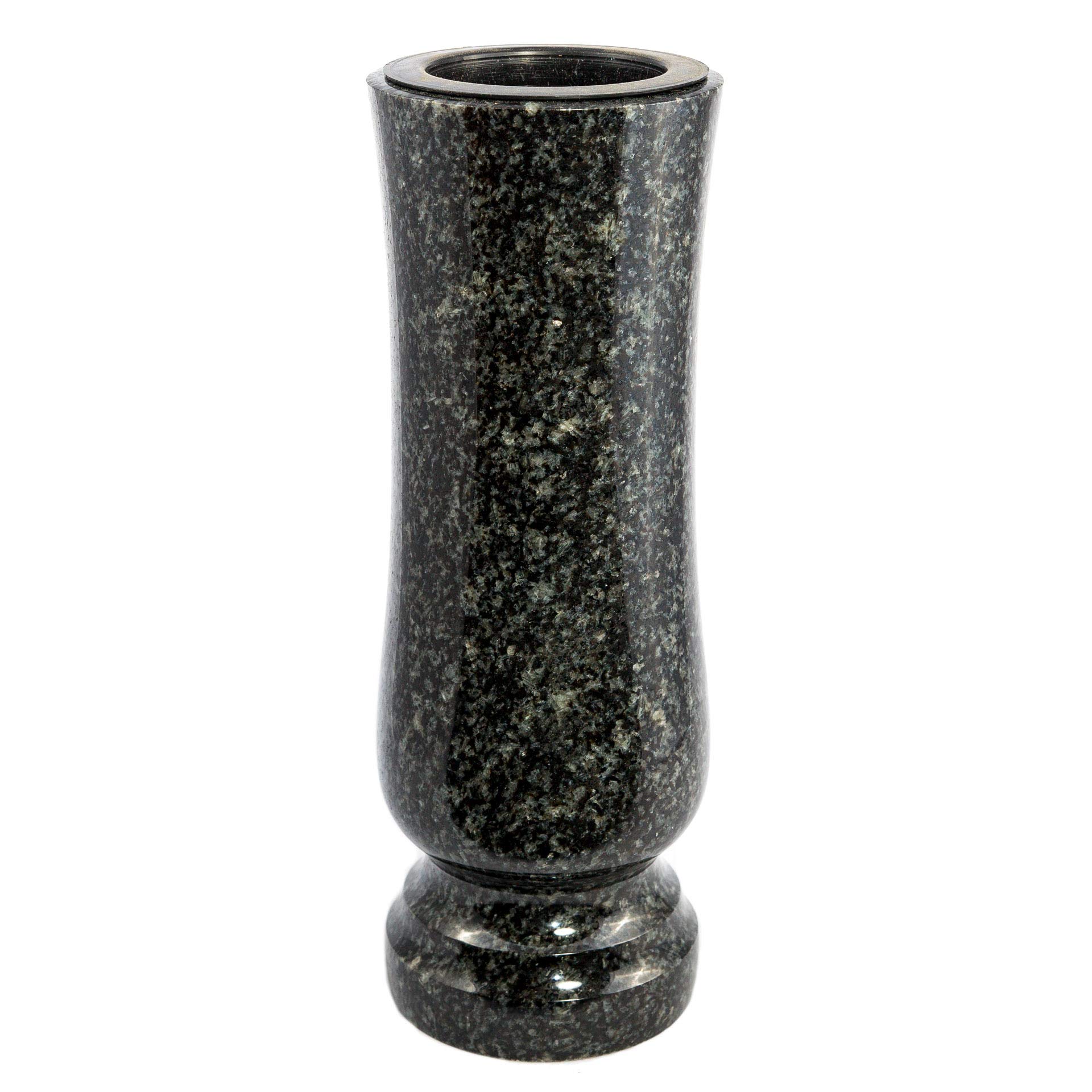 Afterglow Stilvolle Grabvase aus echtem Granit Impala dunkel Höhe 27 cm/Ø 11 cm Grabschmuck wetterfest frostsicher Granitvase mit Kunststoffeinsatz Friedhofsvase Sonstiges