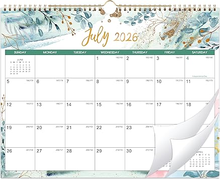 2026-2027 Calendar - Wall Calendar 2026-2027 from July 2026 to December 2027, 14.6x11.5, 18 Months Greenery 2027 Calendars with Large Blocks, Spiral Bound