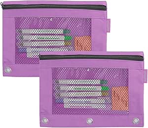 2 Pack Cartoon Pigs Pencil Pouch For 3 Ring Binder - Clear Window Zipper Pencil Case For School & Office