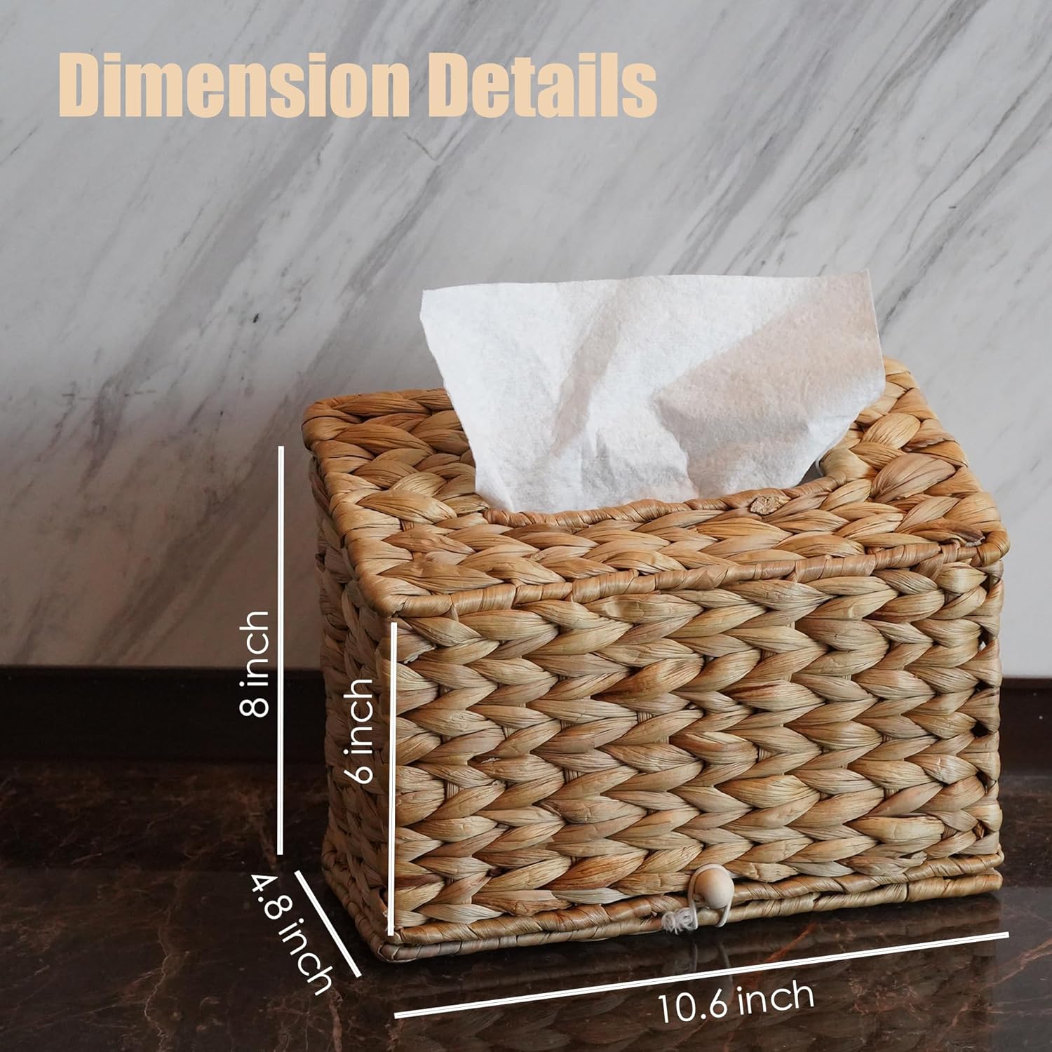 Set of 2 Water Hyacinth Hand Towels Box Cover for Kleenex Disposable Paper Hand Towels, Handwoven Towel Holder, Wicker Tissue Box Cover for Bathroom, Bedroom, Office, Tabletop, Kitchen