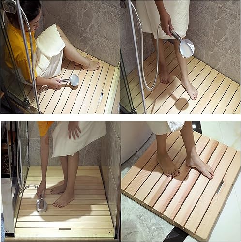Miniatura 5 de Tapete rectangular de madera natural antideslizante de madera para bañoducha de pato y teca, tapete de baño antideslizante, tapete de spa de lujo,
