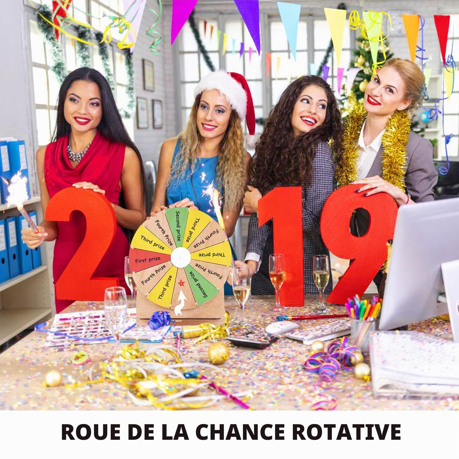 Grand set de roue de la fortune, roue de la fortune de 30 cm à tourner avec support et marqueur, roues de la fortune à personnaliser, roue de la fortune en bois, jeu de roue de la fortune effaçable