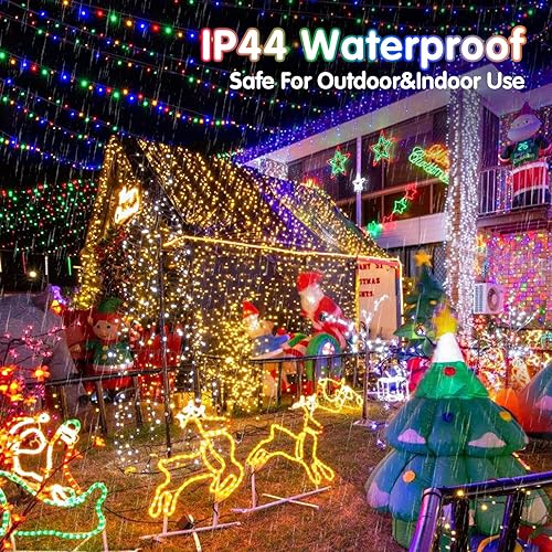 Miniatura 4 de Heceltt Luces de Navidad para decoración al aire libre, 394 pies, 1000 luces LED extralargas impermeables centelleantes, cable transparente, enchufe
