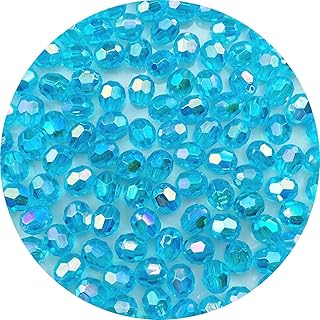 Jmassyang 400 Pieces 8mm Glossy Acrylic Faceted Beads AB Color Crystal Round Plastic Spacer Crafts Bead for DIY Necklaces Bracelets Earrings Jewelry Making Bead Curtains Home Decoration(Aquamarine AB)