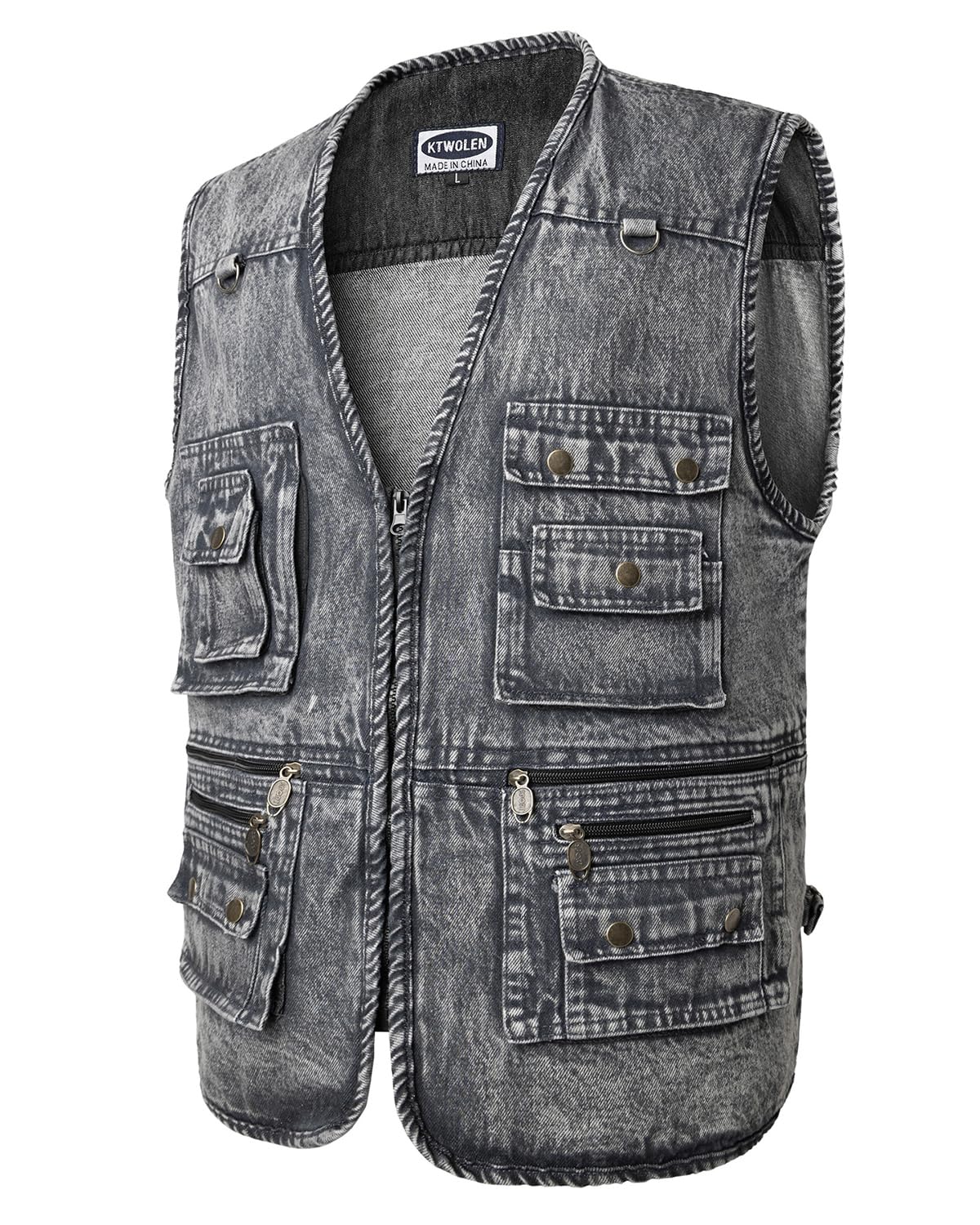 Gilet di Jeans Uomo Gilet Moto Multitasche Giacca Senza Maniche Jeans Cowboy Gilet Denim Vintage Giubbotto Jeans Smanicato da Lavoro