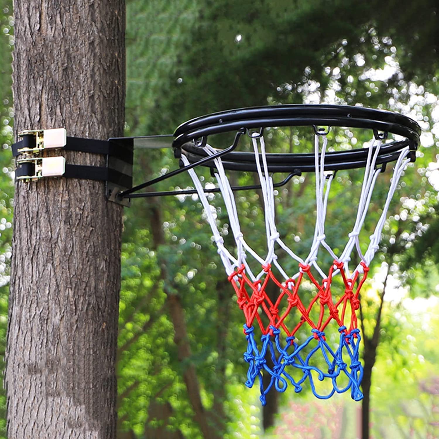 Red Canasta Baloncesto Exterior Red Baloncesto PACEARM - 12 Bucles  Poliéster Interior/exterior Resistente Red Aro Baloncesto, image size:1500x1500