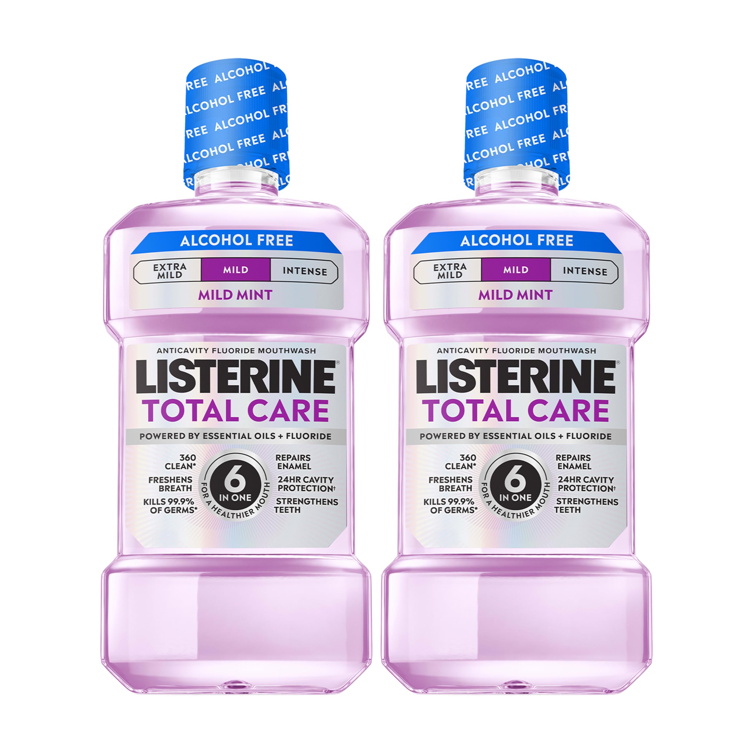 Listerine Total Care Alcohol Free Mouthwash, Mild Mint, 33.8 fl. oz/1L x 2