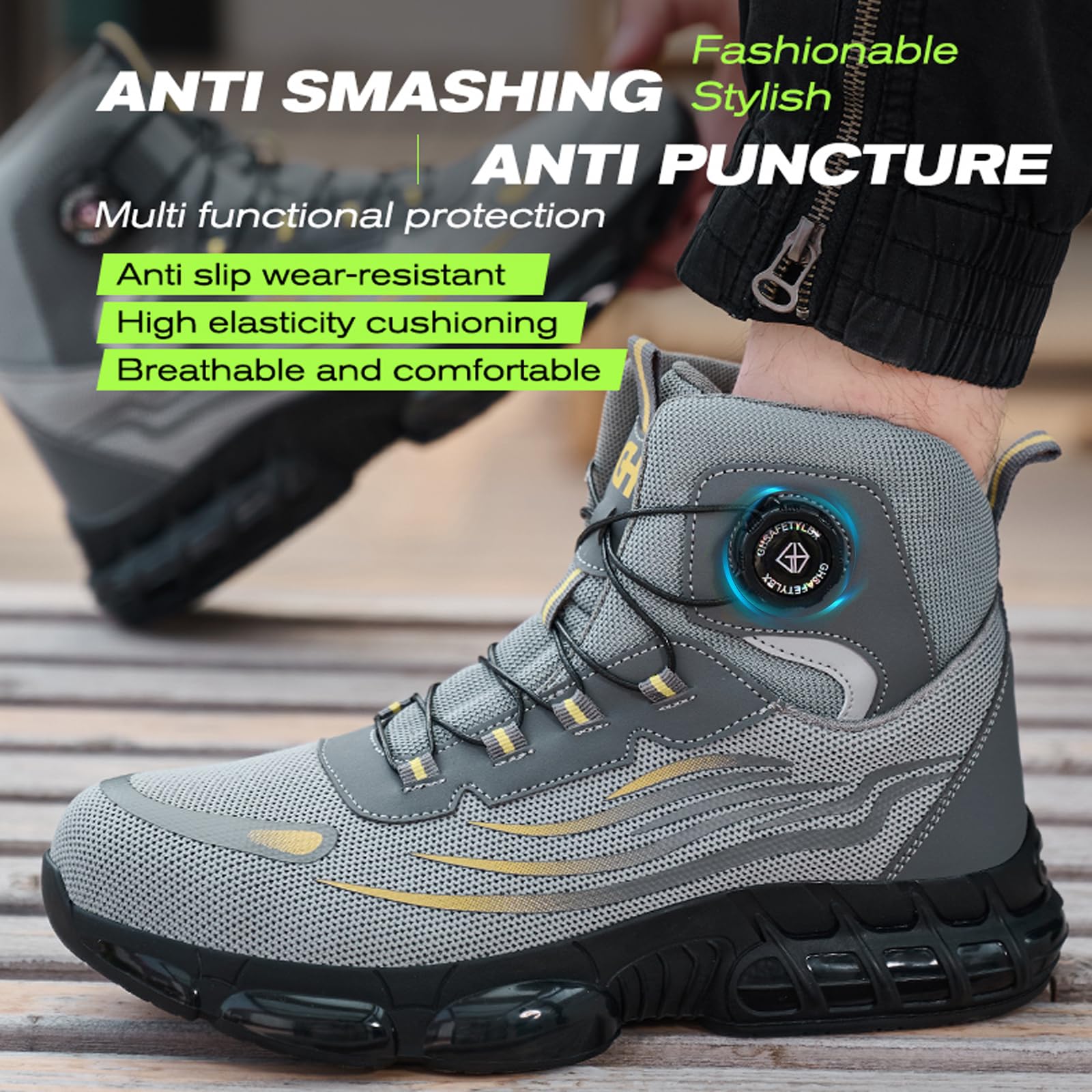 Zapatos de Seguridad para Hombre Mujer Ligeros Botas de Seguridad Transpirable Zapatillas de Trabajo Antideslizantes Comodo con Punta de Acero