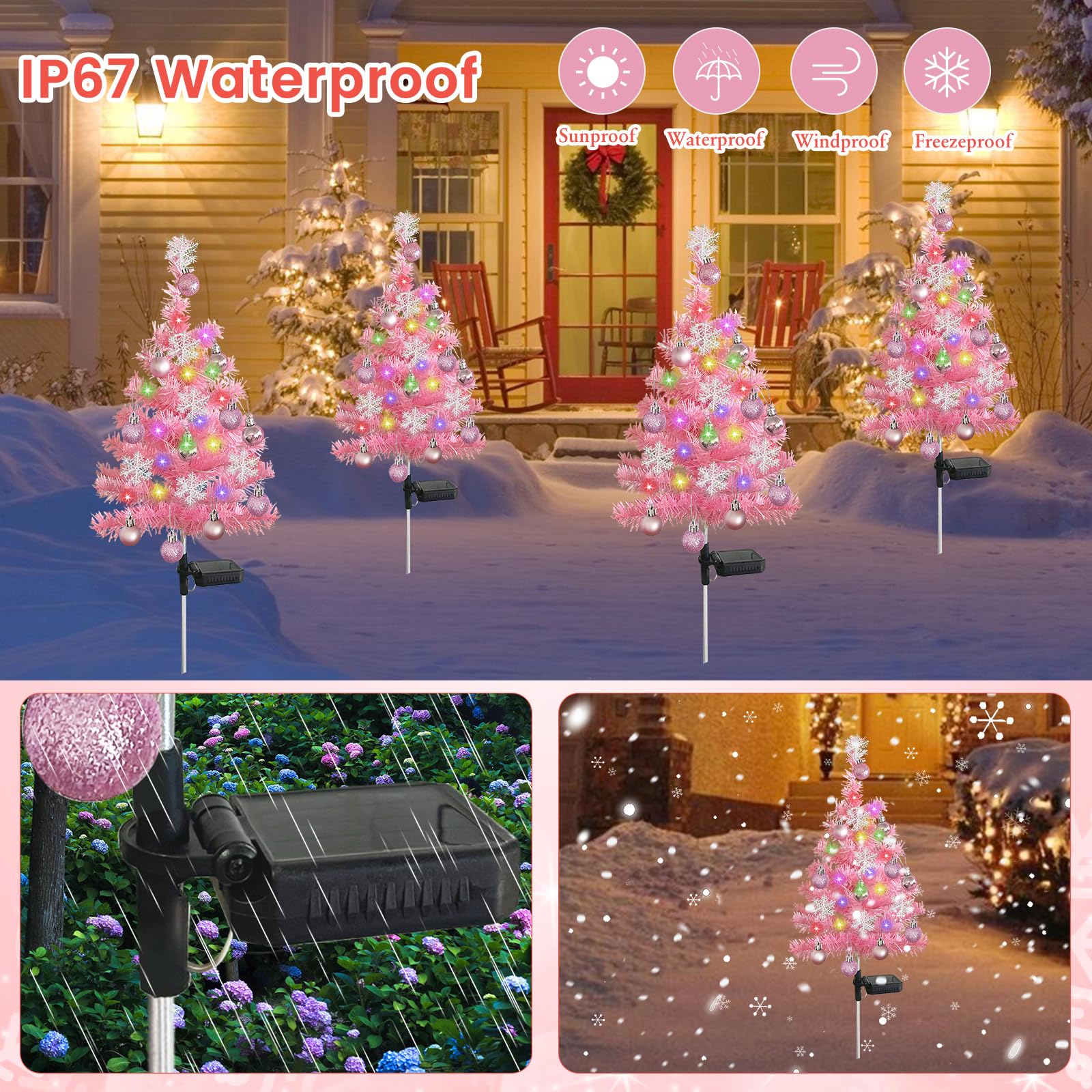 2 luci solari per albero di Natale, impermeabili, per esterni