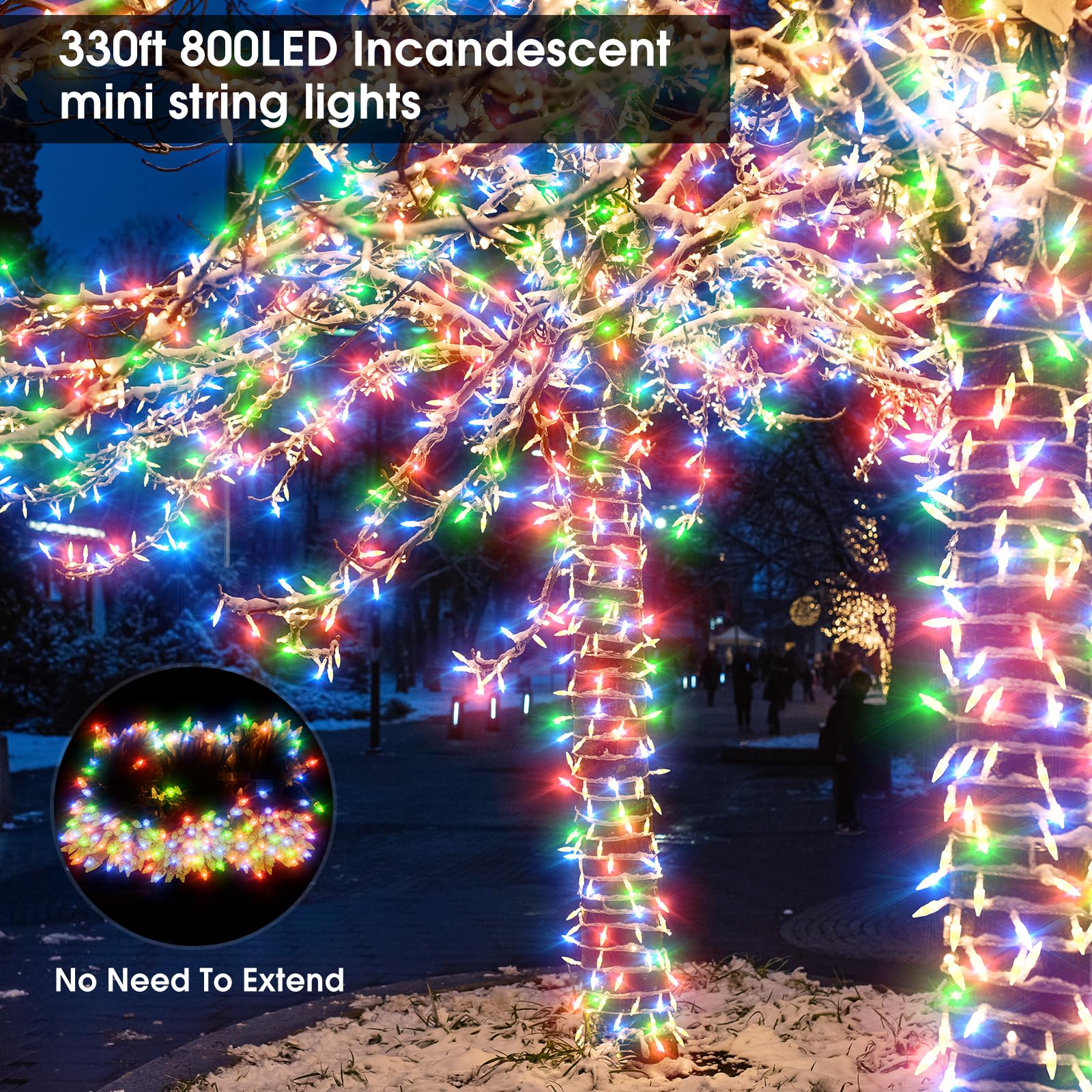 Catena luminosa Luci LED, 100 m, 800 LED Luci Natale Impermeabili con Telecomando, per esterni con spina, Lampada a Fili di Rame, Luci Decorative per Halloween, Compleanno, Matrimonio, Partito