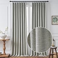 Vista 1 de Cortinas semitransparentes con textura de lino natural gris para sala de estar/dormitorio, con pestaña trasera, 2 paneles, 40 pulgadas de ancho x 84