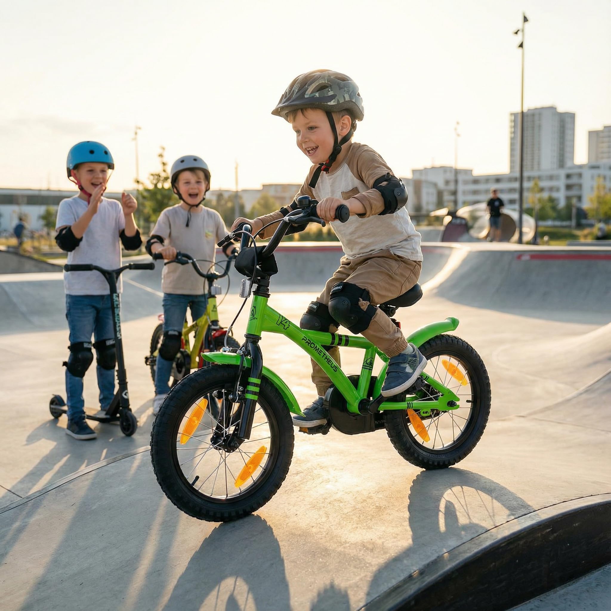 PROMETHEUS BICYCLES Velo Enfant 4 Ans Garcon vélo Fille 14 Pouces a Roulette pour 3 a 5 Ans - BMX en Vert