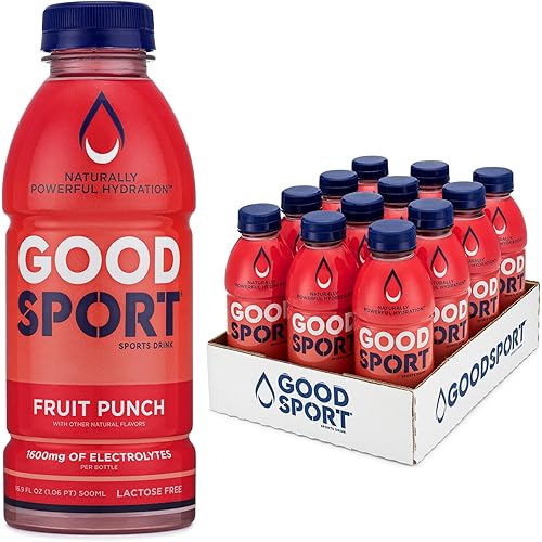 GoodSport Electrolyte Sports Drink, Rapid & Long-lasting Hydration (16.9 Fl Oz (Pack of 12), Fruit Punch)