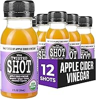 Twisted Shot Organic Apple Cider Vinegar Wellness Shots: Ginger, Turmeric, Honey, Cinnamon, Cayenne for Digestion, Immunity & Gut Health | 12x2oz Ready-to-Drink