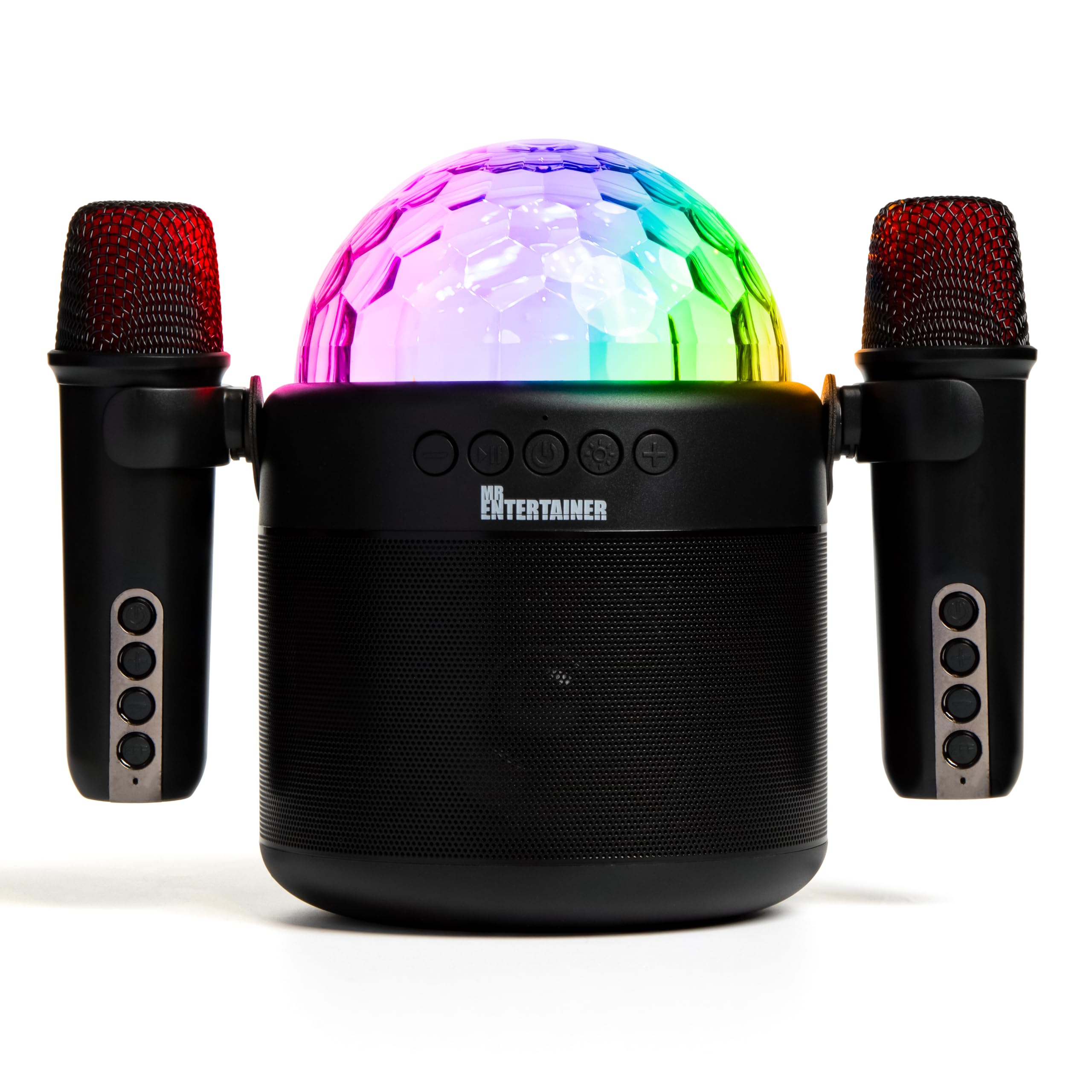 ORBIT Máquina de karaoke portátil con micrófonos inalámbricos y luz LED de bola de discoteca, habilitada para inalámbrica, batería recargable, perfecta para niños y fiestas en casa por Mr Entertainer