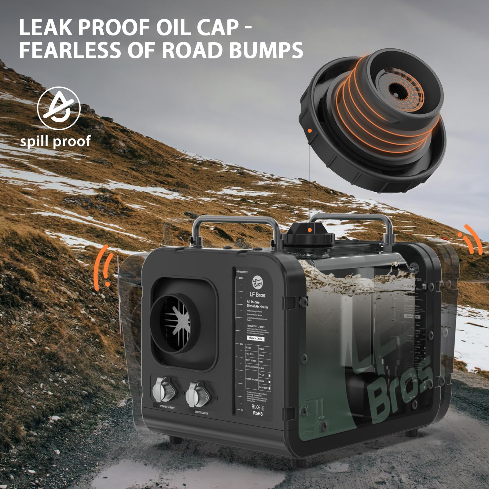 LF Bros Chauffage Diesel 5KW, 12V/220V Chauffage à Air Diesel en Mode Plateau avec Minuterie et Contrôleur LCD, Adapté pour Camping-car, Camion, Tente