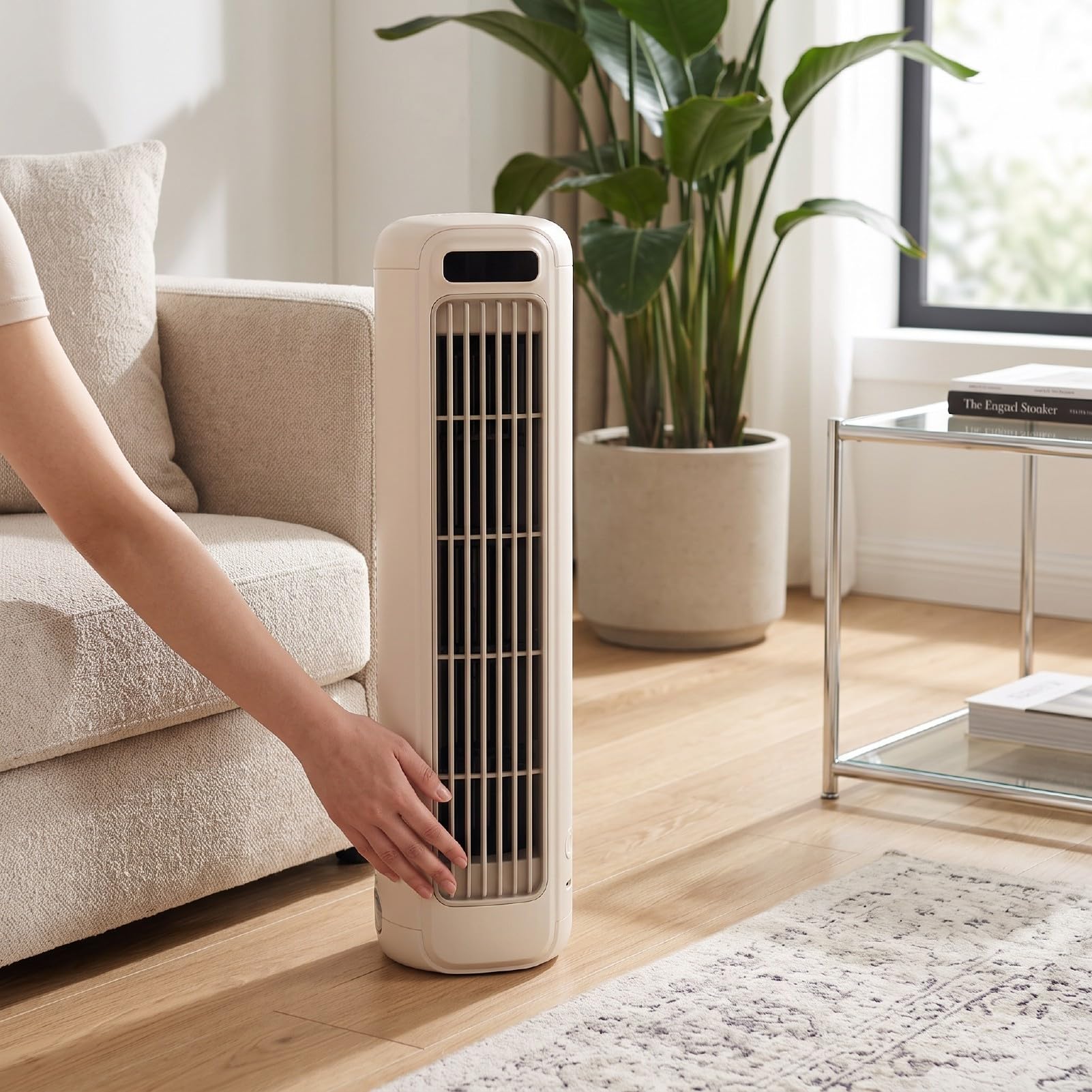Ventilatore a Torre per Condizionatore Portatile | Ricarica USB touch LED a 3 velocità, raffreddamento evaporativo senza lama, scrivania da ufficio in camera da letto