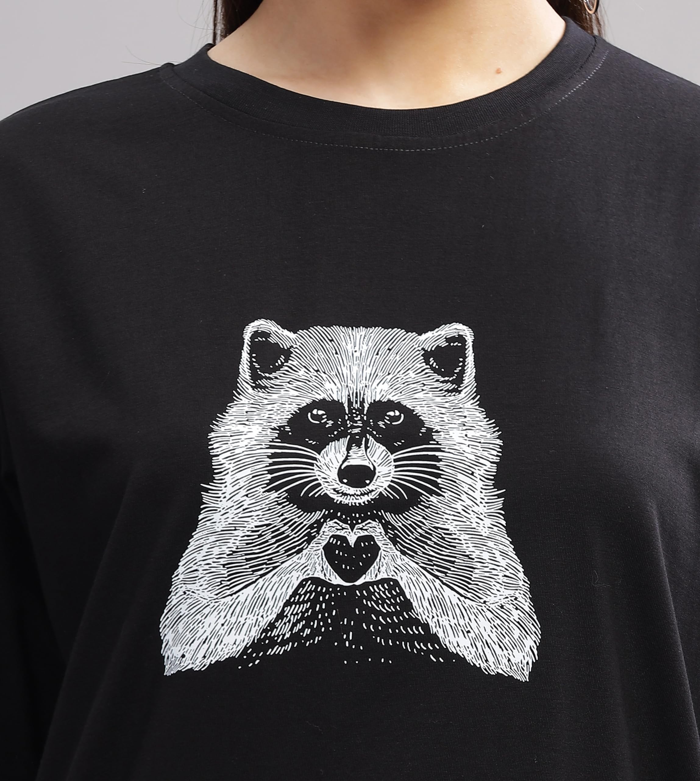 KYDA - Camiseta estampada para mujer, 100 % algodón puro, con hombros caídos y hombros caídos