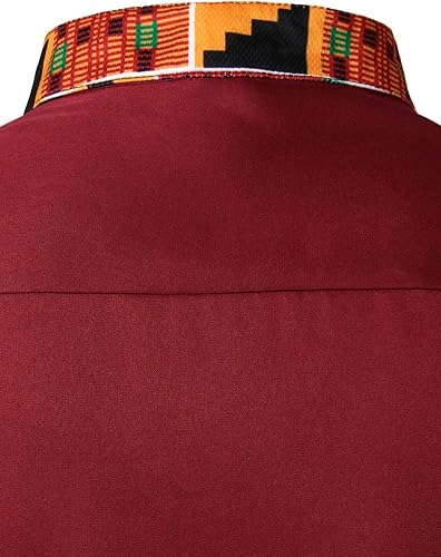 Miniatura 5 de ZEROYAA - Camisas de vestir para hombre, estilo hipster, con diseño gráfico de patchwork tribal africano, ajuste slim, manga larga, botones y cuello