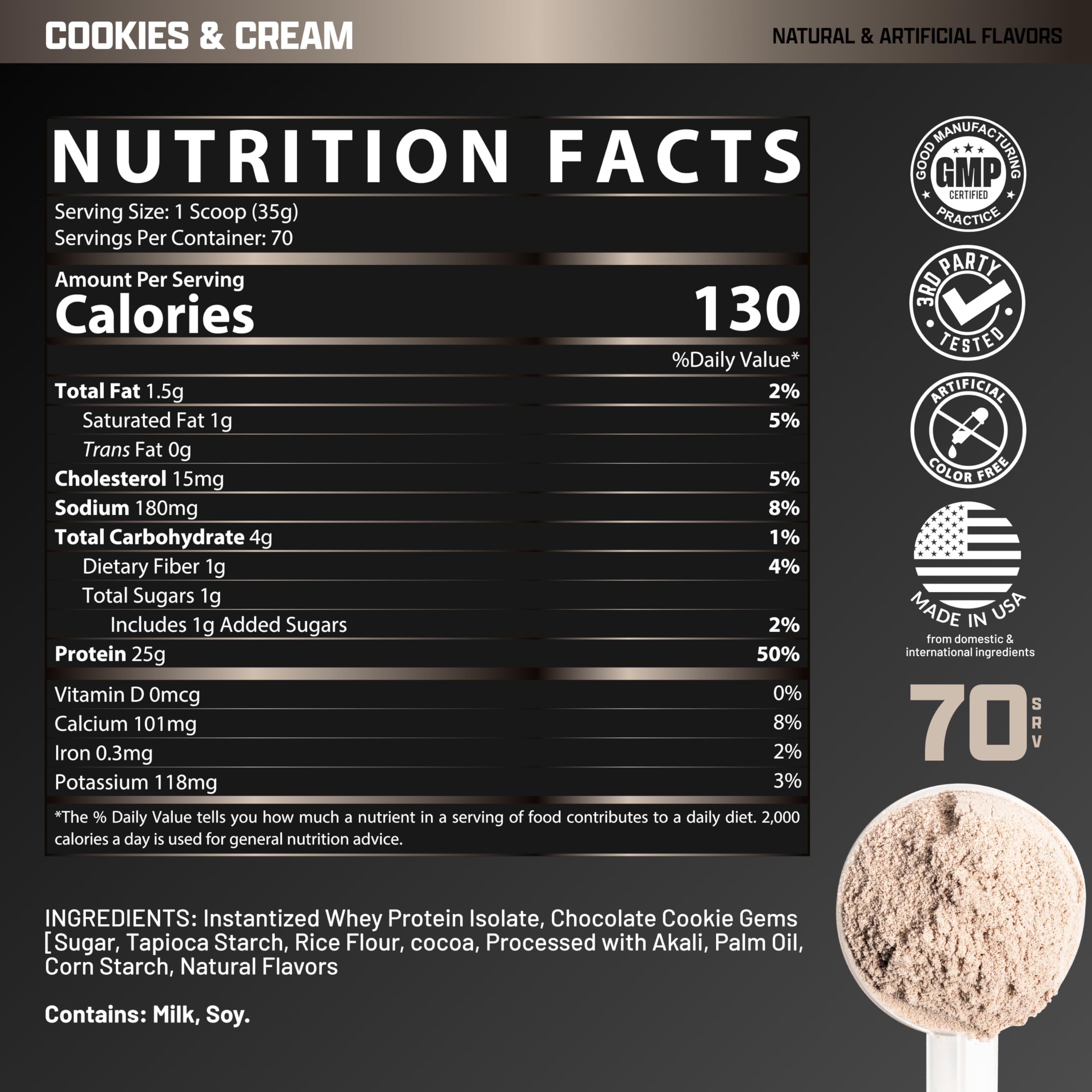 Nutrex Research IsoFit Whey Protein Powder Instantized 100% Whey Protein Isolate (70 Servings, Cookies & Cream)