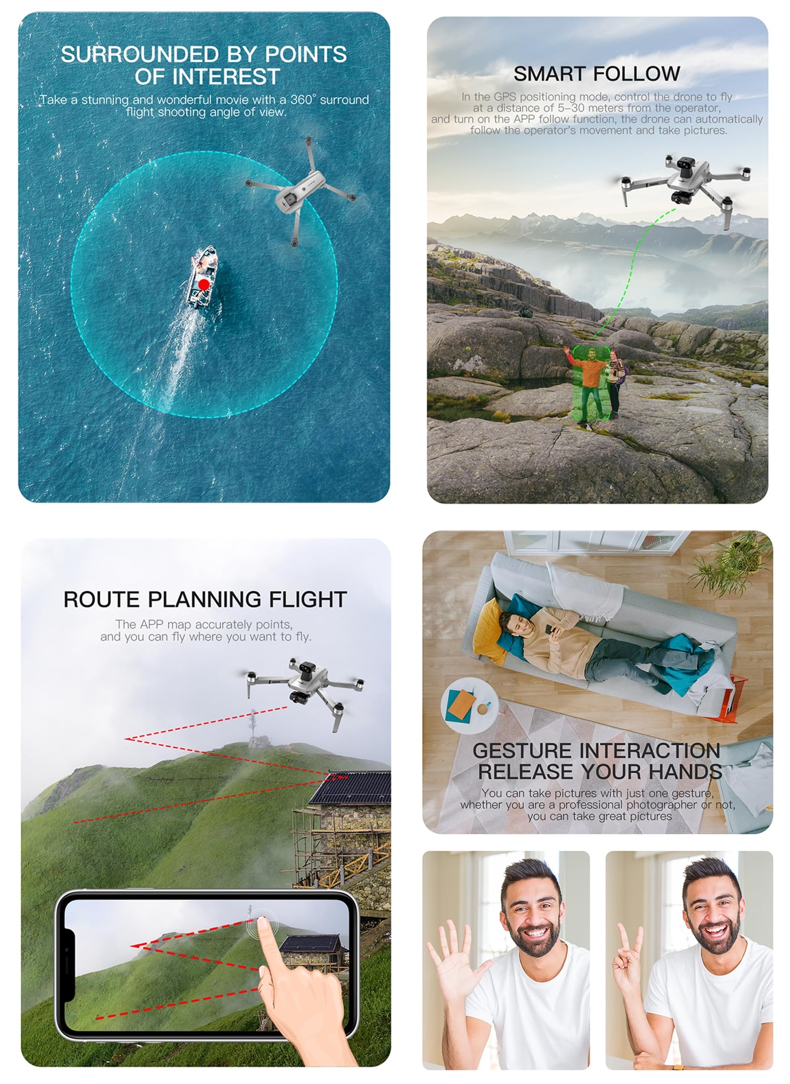 Mini dron z kamerą 4K dla dorosłych - Dron FPV HD 1080P Składany quadkopter RC z silnikiem bezszczotkowym, Automatyczny powrót GPS, Utrzymanie wysokości, Lot po punkcie,1 battery