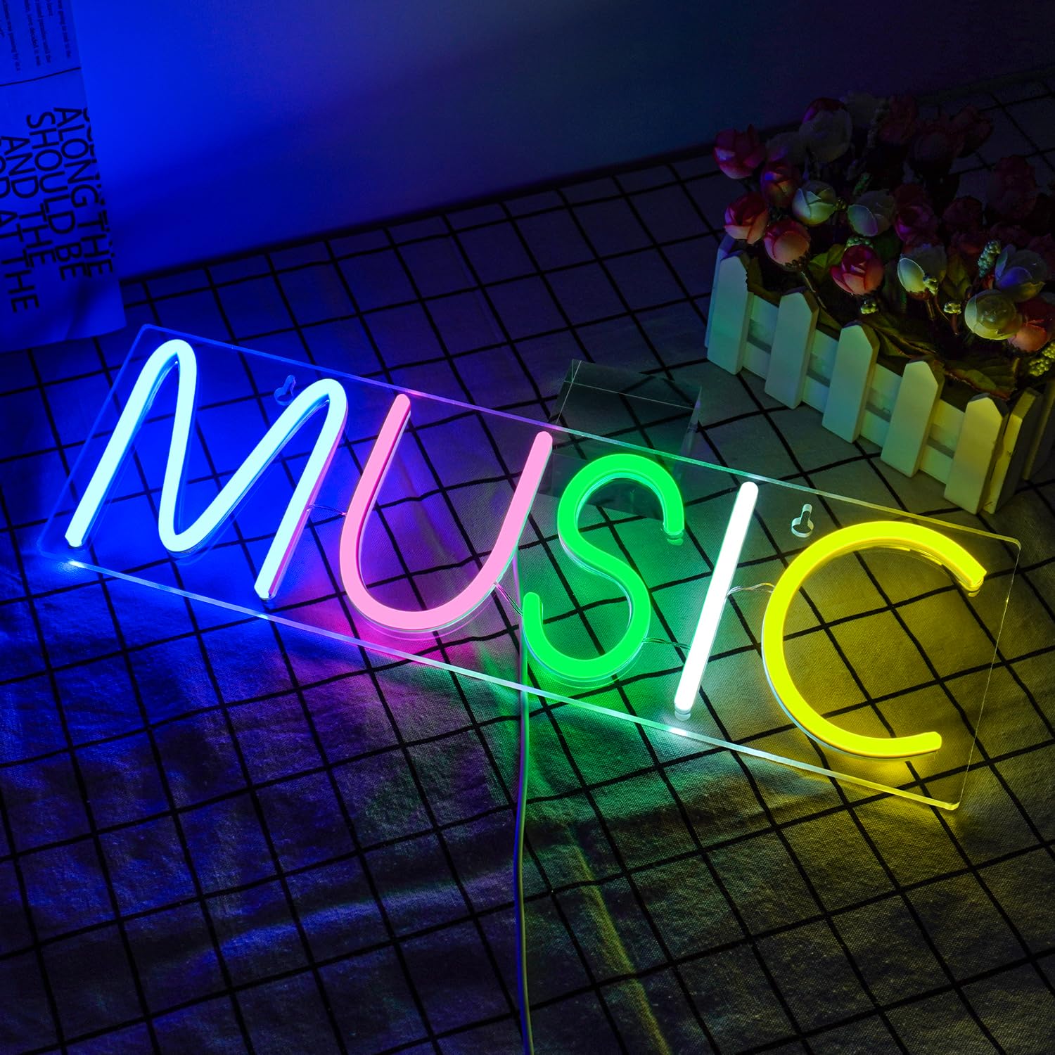 Luci notturne al neon, LED dimmerabile Neon Blue Sign, Segno al neon per la decorazione della parete, per la decorazione domestica della camera da