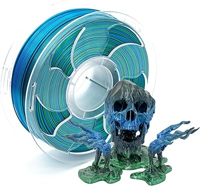 21 – Silk Gradient Rainbow Black Blue Green 1.75mm PLA Filament for 3D Printer, 1kg (2.2lbs) Plastic Spool Neatly Wound 3D Printing PLA Filament …