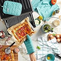 Vista 10 de KITCHENAID Guante de horno de tela de rizo de algodón acolchado, agarradera, toalla de cocina, juego de 4 piezas, resistente al calor, agarre