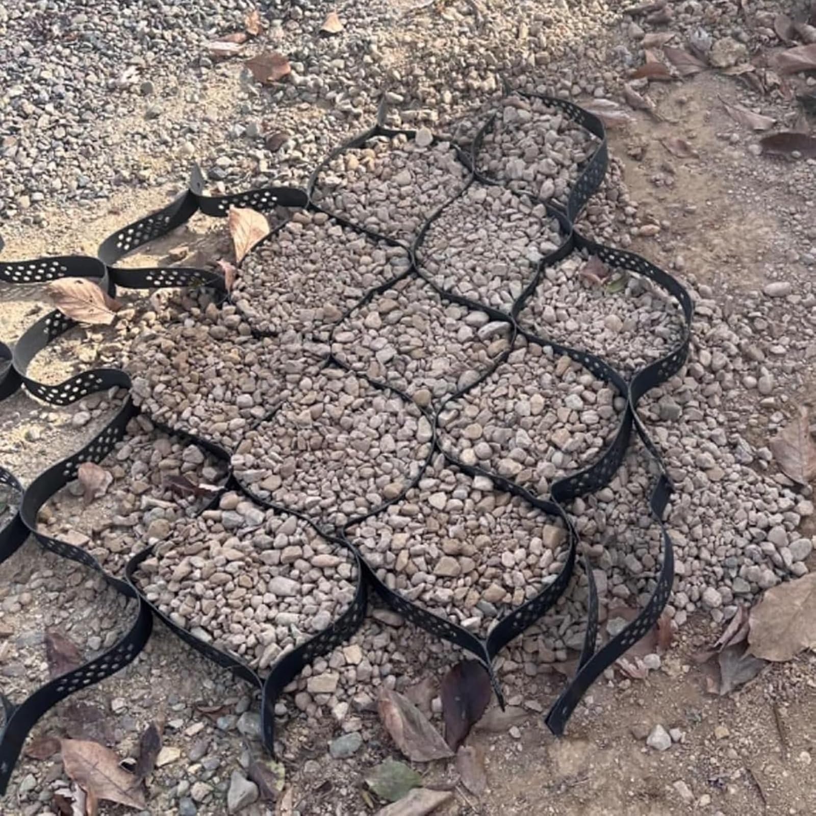 WDJBPSH Permeable Pavers for Gravel Driveway, 2inch Deep Honeycomb Pavement Base Support Geogrid, Ground Grid for Camper Pad/Plastic Shed/Incline/Soil Steep Grade(3.2x10ft)