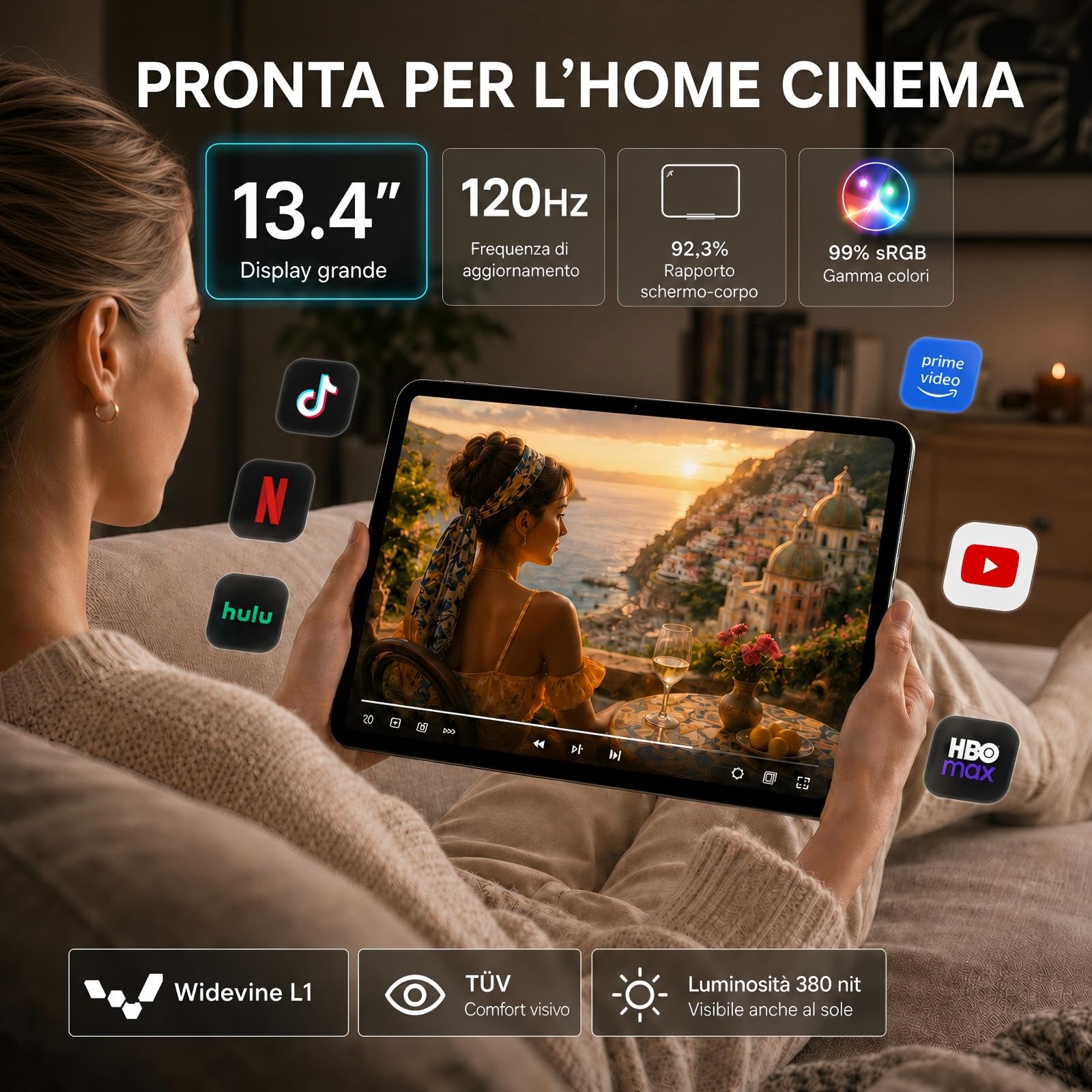 TABWEE 2026 Tablet Migliorato 13,4 Pollici Android 16 con Tastiera | Display IPS 2K 120 Hz, 24 GB RAM + 256 GB ROM, Processore Octa-Core 2,2 GHz, Batteria 10000 mAh, Pennino e Mouse Inclusi