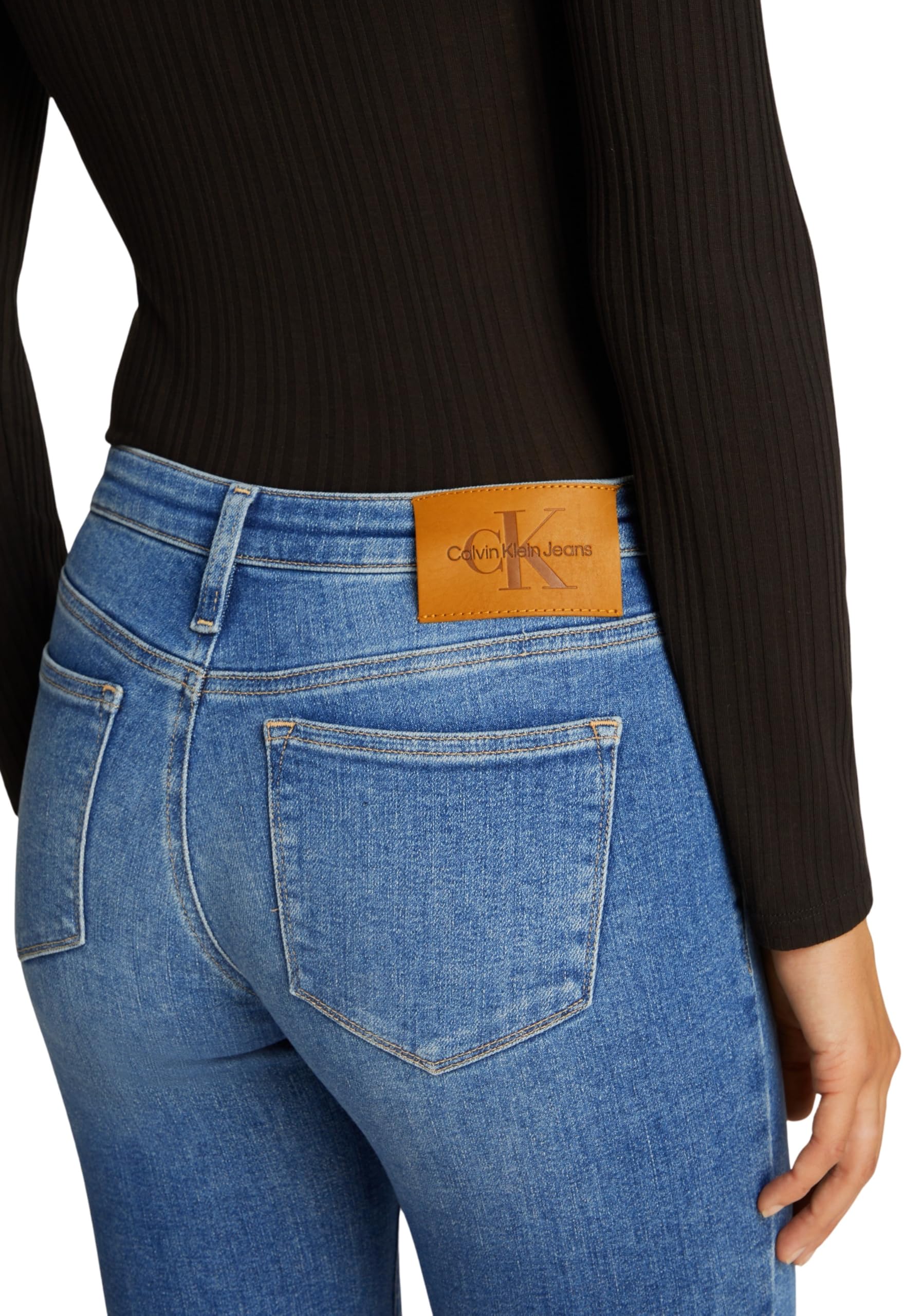 Calvin Klein Mid Rj20j224491 Jean Femme Mid Rise Skinny Fit, Bleu (Denim Dark), 30W/26L - Skinny - Femme