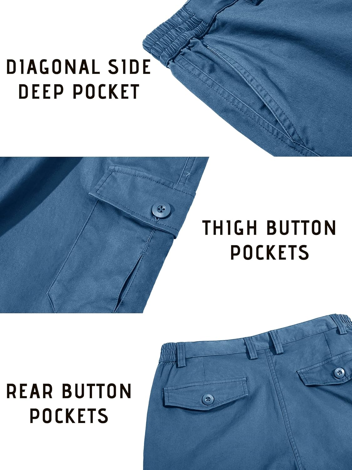 TACVASEN Men's Cargo Short 6 Pockets Comfortable Twill Cotton Elastic Waist Causal Work Shorts - Image 6