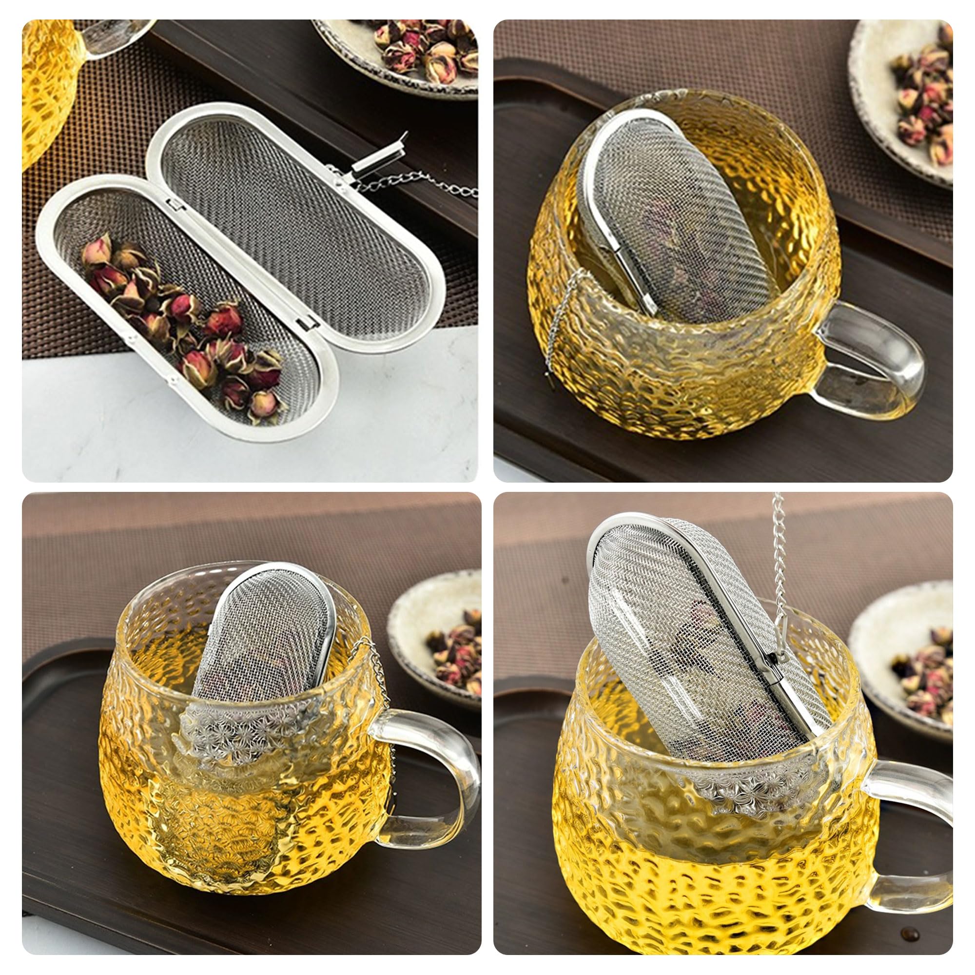 2 filtros de té, coladores de especias, de acero inoxidable, reutilizables, colador de especias y especias para preparar té en casa, restauración y cocina