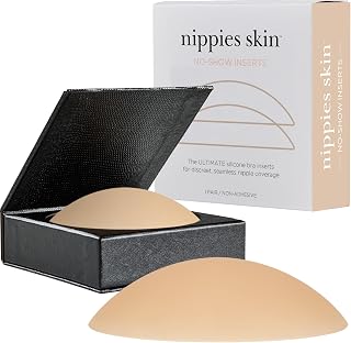 Nippies Non-Adhesive Reusable Silicone Nipple Covers for Women - Invisible No-Show Bra Inserts with Travel Case