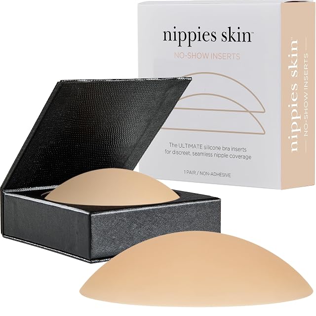 Nippies Non-Adhesive Bra Liner Nipple Covers for Women Reusable Silicone No-Show Inserts with Travel Box