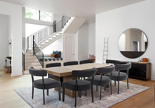 Miniatura 9 de Juego de 4 sillas de comedor negras, modernas sillas de cocina y comedor de piel sintética, sillas de comedor tapizadas de madera de mediados de