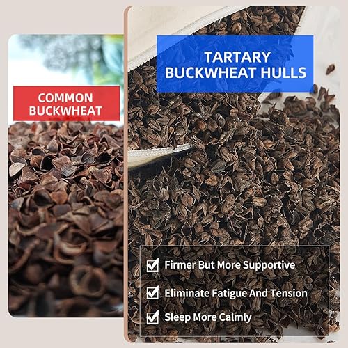 Miniatura 3 de Almohada orgánica de trigo sarraceno para dormir, tamaño de niñosviaje, 11 x 16 pulgadas, loft ajustable, transpirable para un sueño fresco, soporte