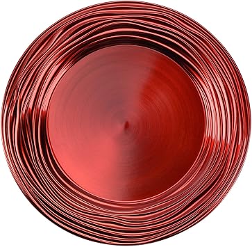 13 Inch Round Charger Plates, Set of 6, Dinner Chargers Bulk Wedding Red