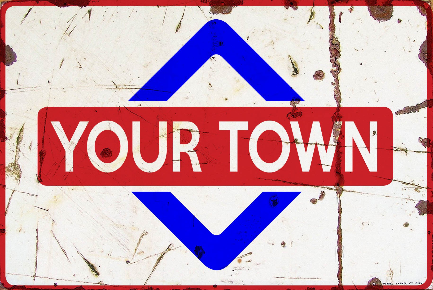 Runwell A4 Metal House Sign Aged