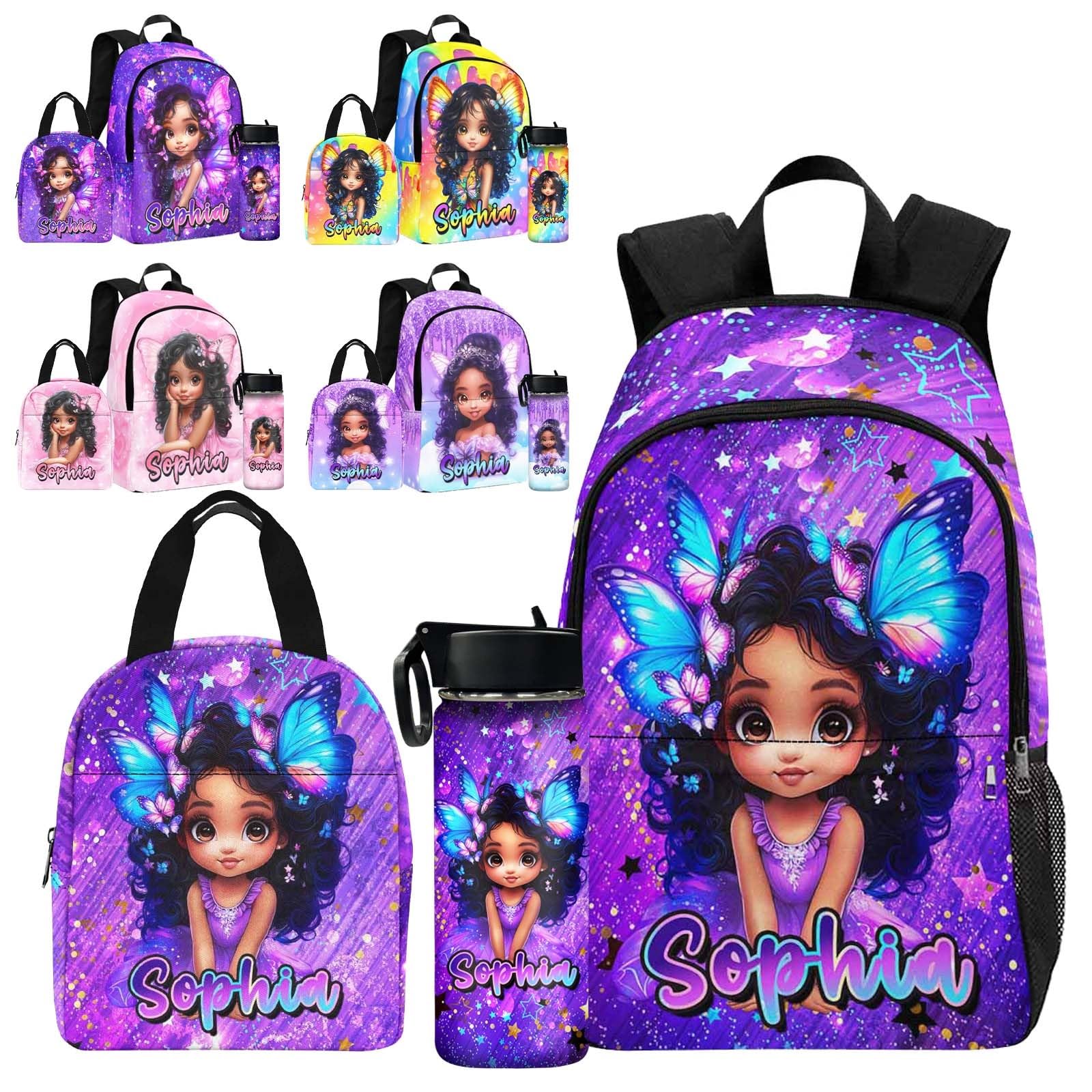Personalized Girls Backpack for Kids, Custom Kids Backpacks for Girls Boys Customized Toddler Girl Backpack with Lunch Box School Bookbag Backpacks
