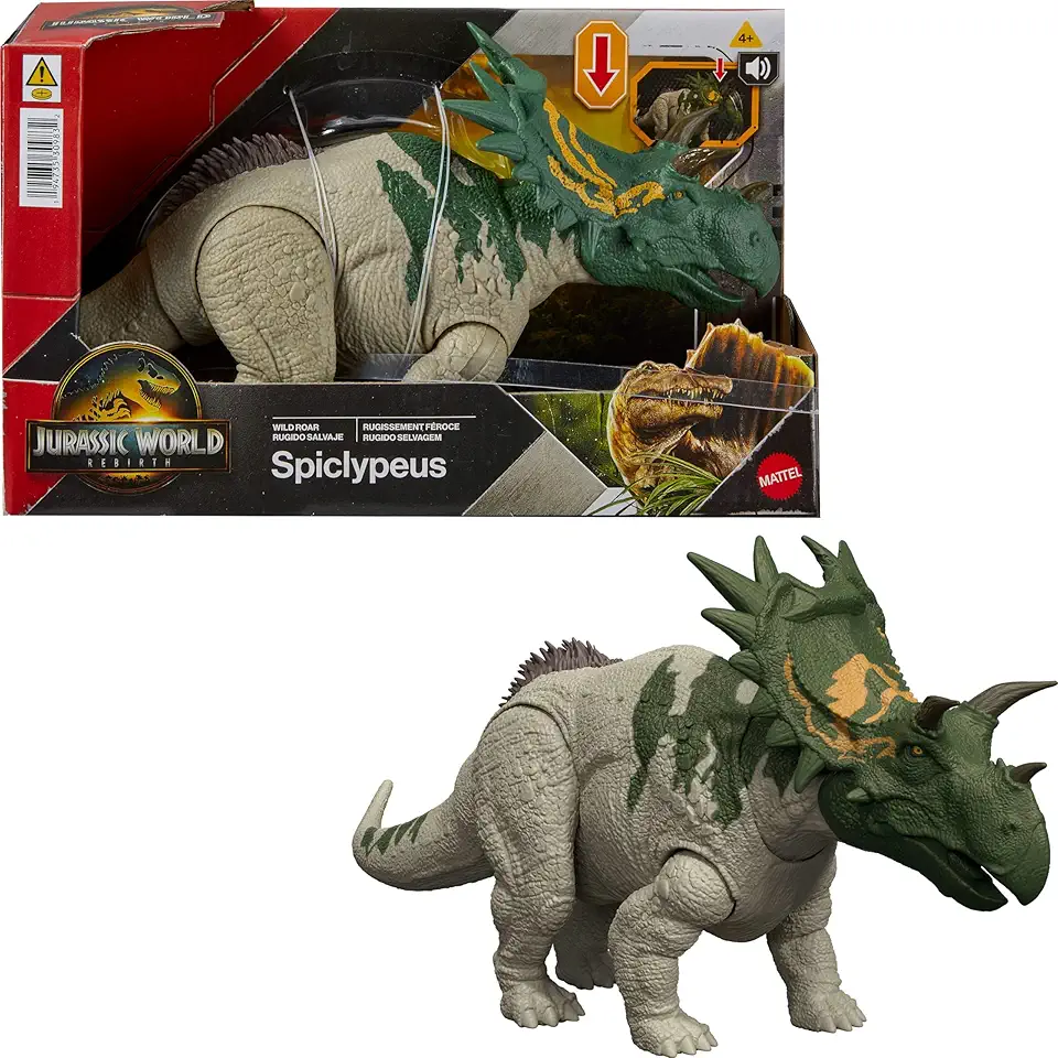 Jurassic World Dinossauro de Brinquedo Rebirth Rugido Selvagem Spiclypeus para crianças a partir de 4 anos