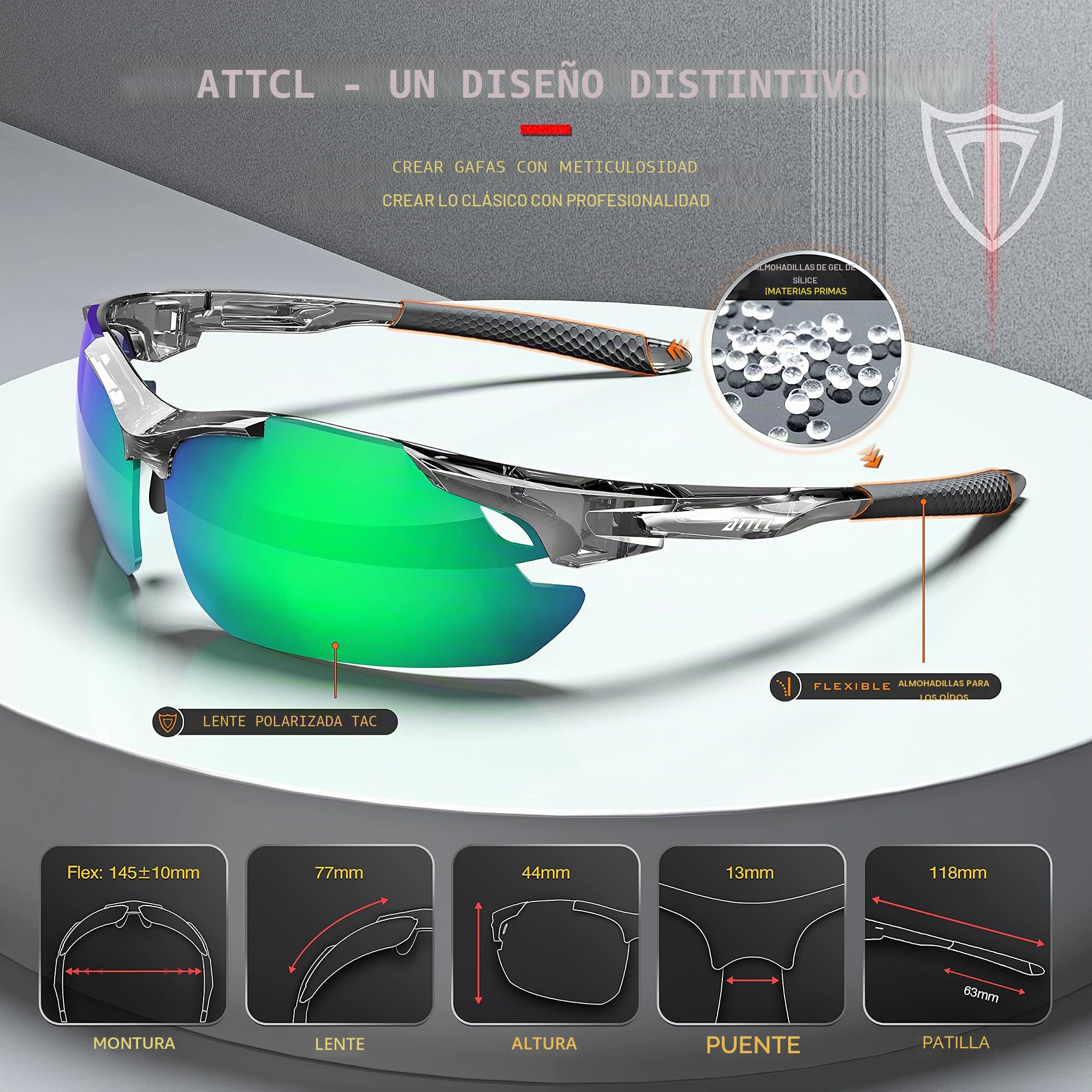 ATTCL Hombre Gafas de sol Polarizado Al-Mg Metal Super Ligero Marco UV400 CAT 3 CE
