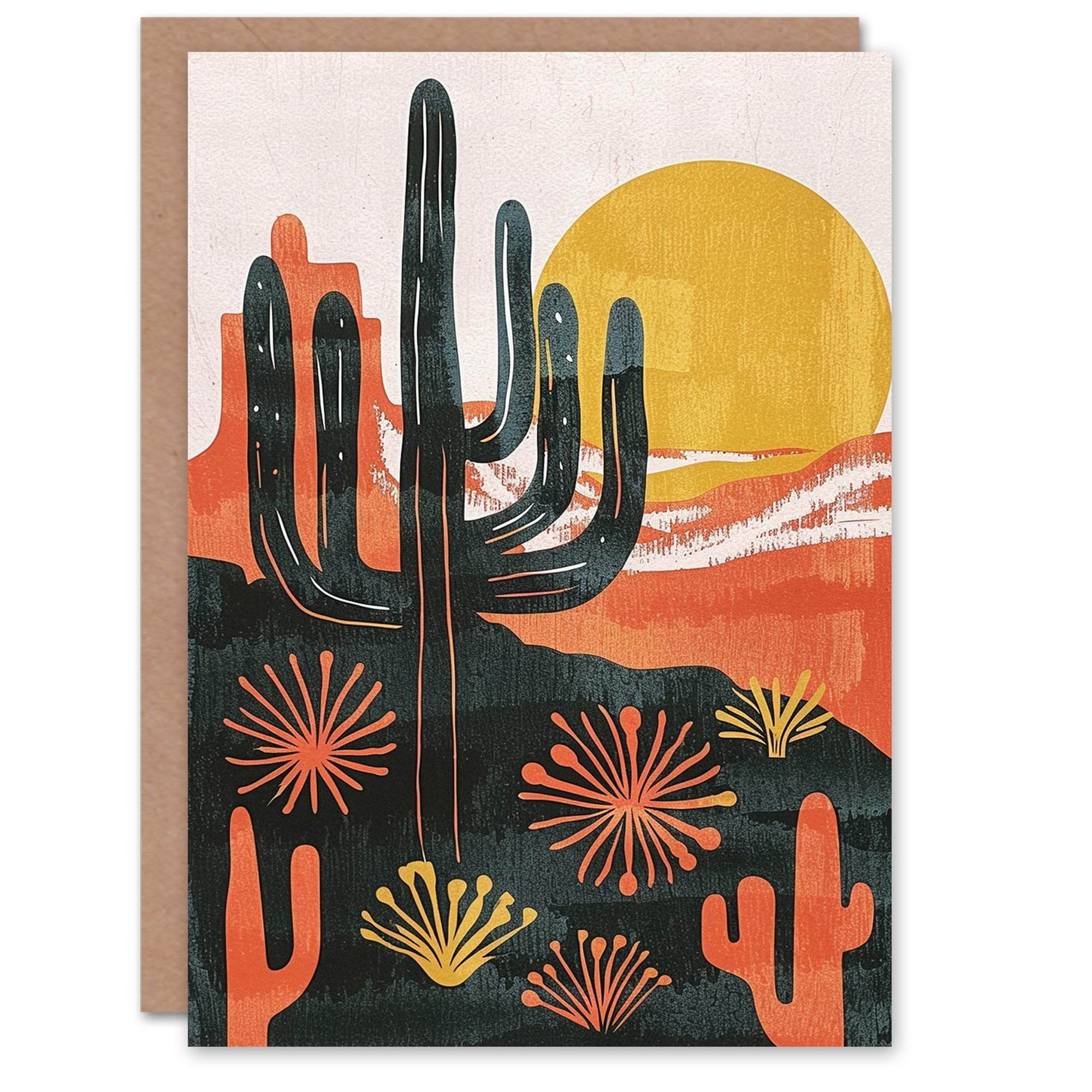 Artery8 Birthday Card Cactus Desert Landscape Sunrise For Her Gran Sister Niece Daughter Wife Woman Greeting Card