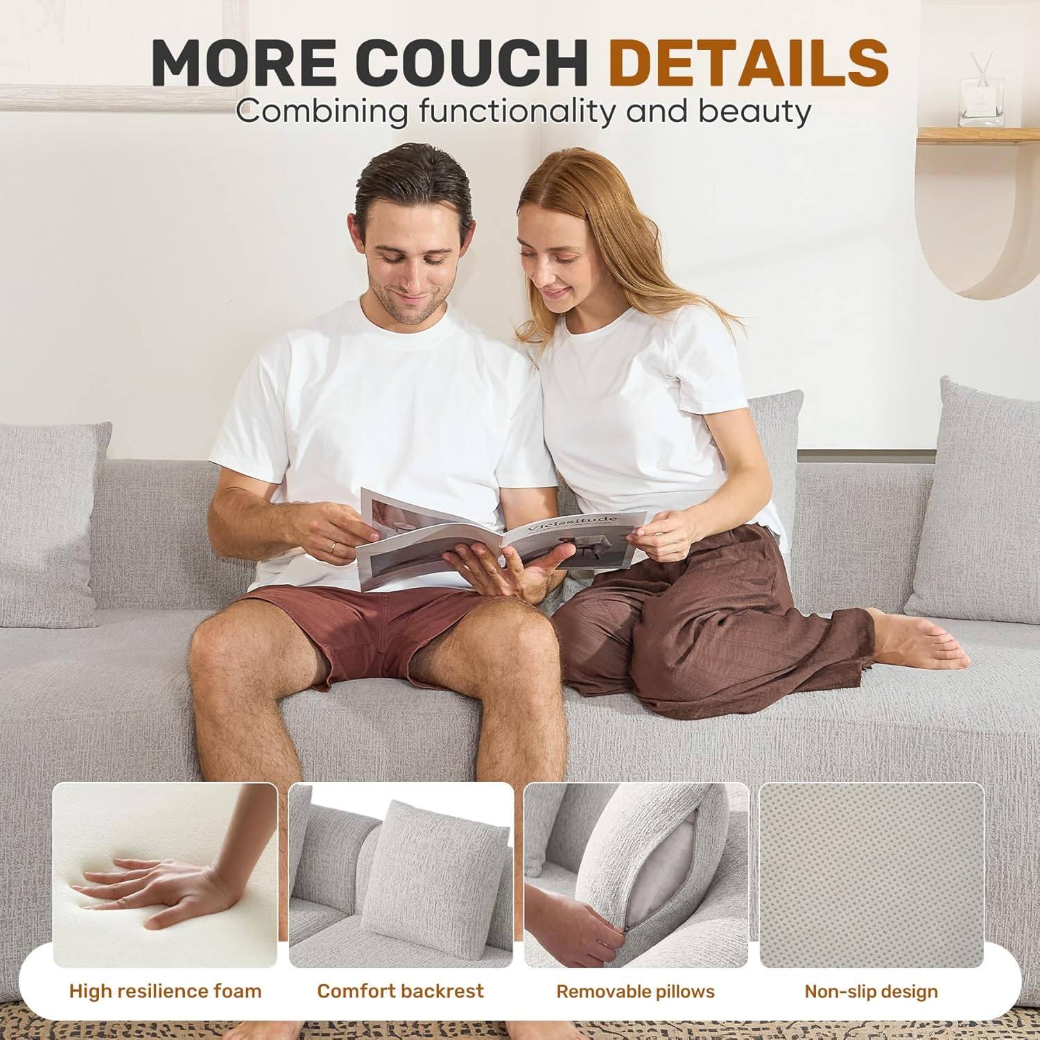 Nebuaegis 110” Modern Curved Sofa,Boneless Couches for Living Room,Upholstered Oversized Couches with Deep Seat,Modular Sectional Sofa No Assembly Required,Beige