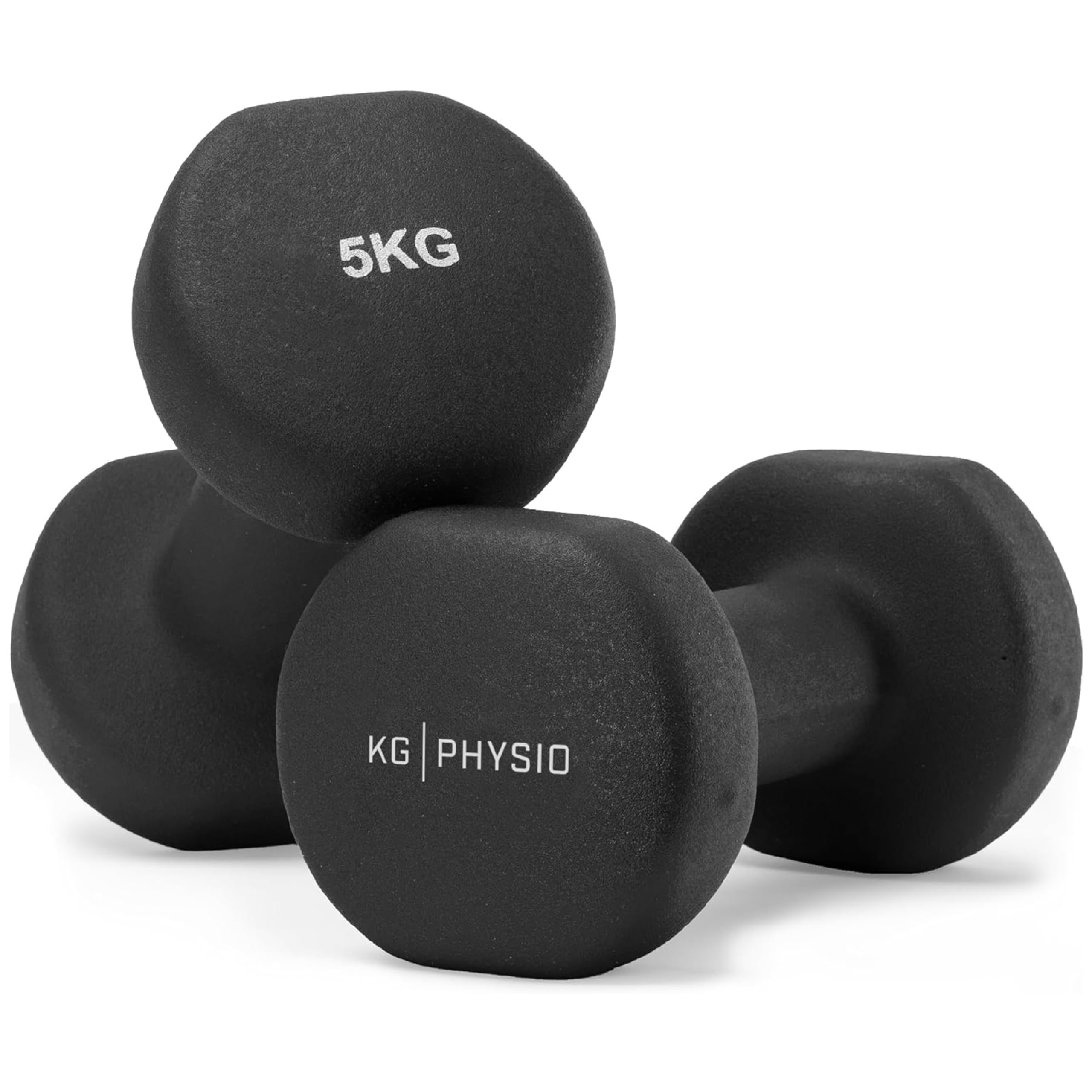 KG PHYSIO Neopren Hanteln Set - Inkl. Fitnessposter mit 32 Übungen, schweißabweisendes Kurzhanteln 2er Set aus Gusseisen, rutschfeste & griffige Fitness Gewichte für Frauen und Männer